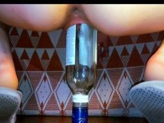 18-year-old virgin wife takes huge bottle in rough anal fisting - homemade bdsm